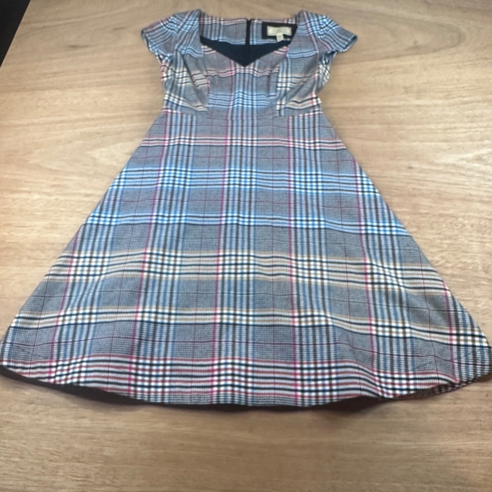 Anthropologie Moulinette Soeurs Plaid Fit Flare Dress Cap Sleeve US 0